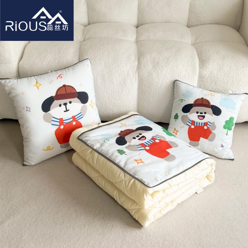 蕊絲坊家紡新款3D印花親膚棉抱枕被