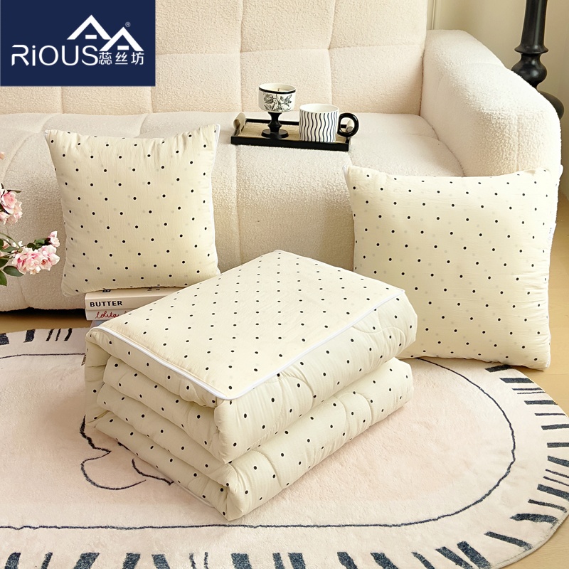 蕊絲坊家紡新款A(yù)B版法式木棉超柔水晶絨抱枕被