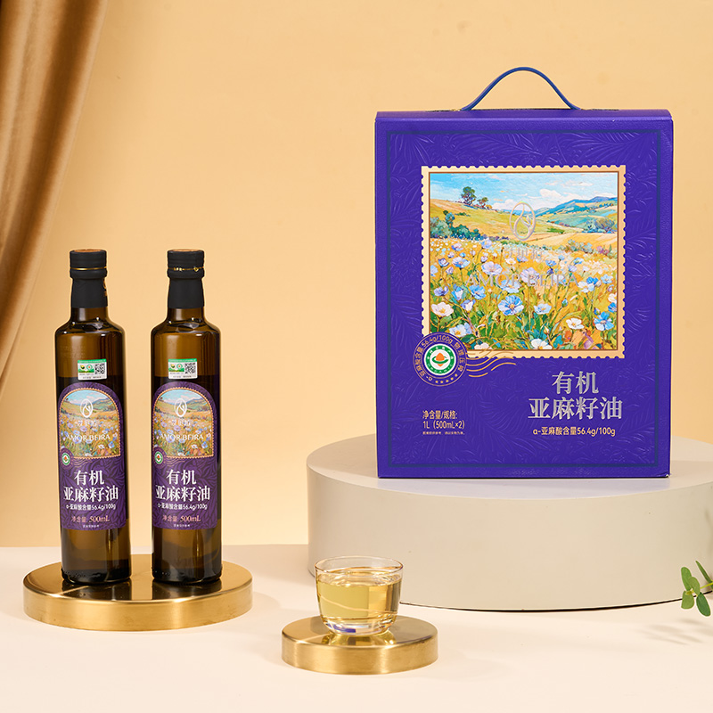 艾貝拉有機(jī)冷榨亞麻籽油禮盒500ml*2