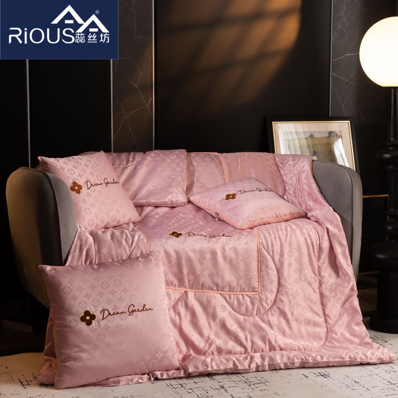 蕊絲坊家紡新款貢緞提花＋繡花德卡花園系列抱枕被