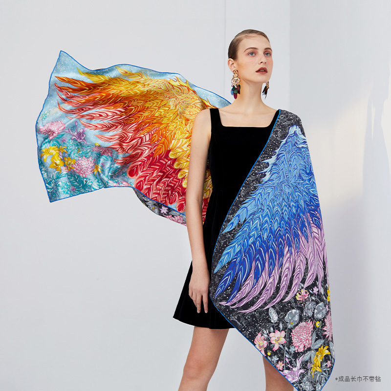 aurora系列星夢(mèng)之翼（鑲鉆）雙面異色原創(chuàng)大披肩真絲禮盒