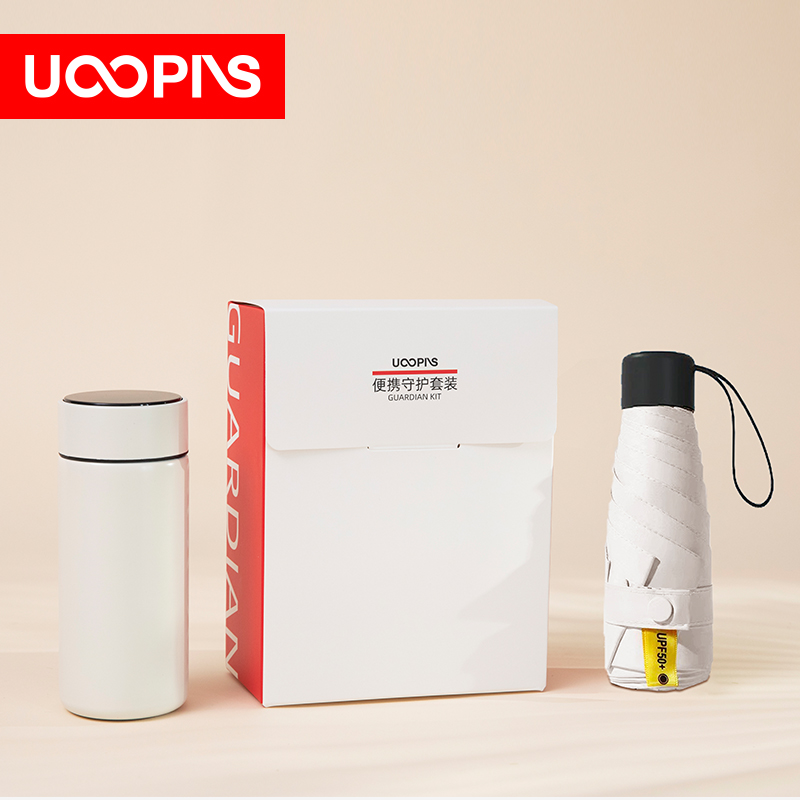 UOOPINS（優(yōu)品序）溫顯保溫杯+黑膠晴雨傘組合