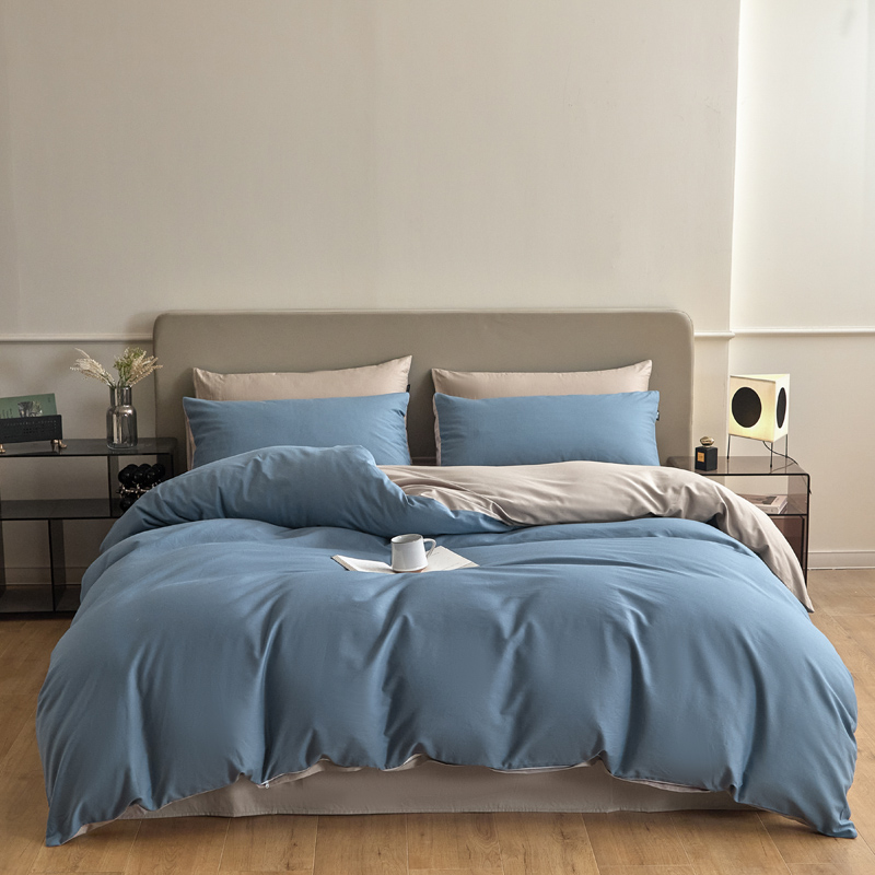 百麗安娜純色極簡(jiǎn)全棉四件套-藍(lán)灰