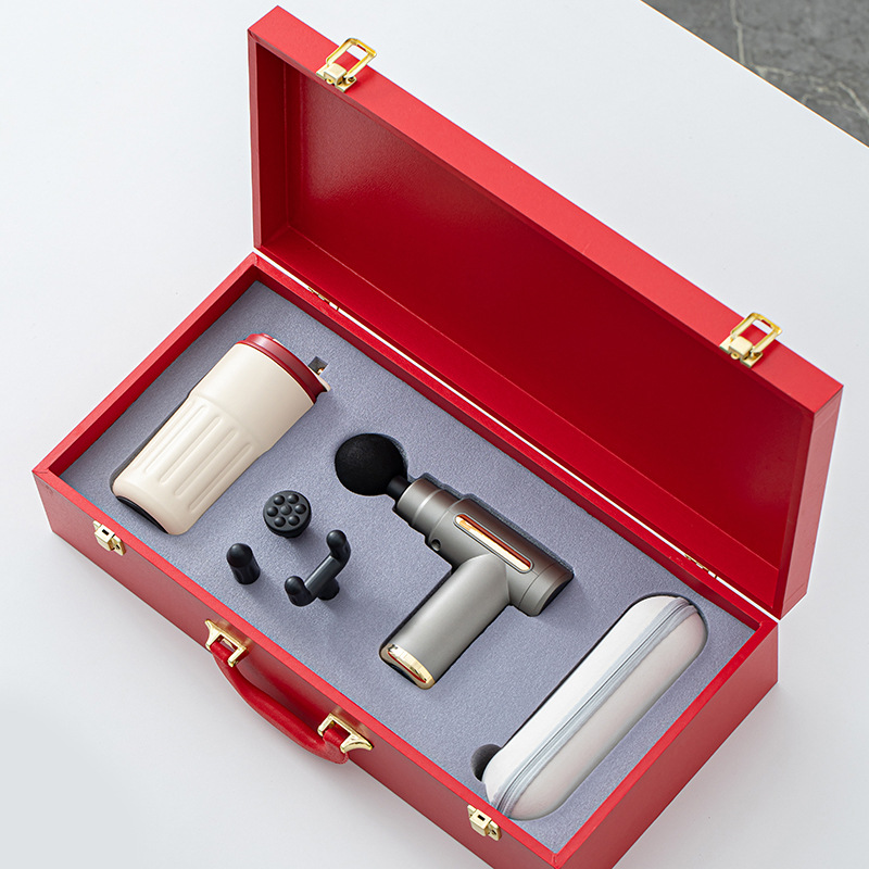 鵬翼開門紅筋膜槍溫顯杯兩用傘/筆記本杯子茶葉罐商務(wù)套裝