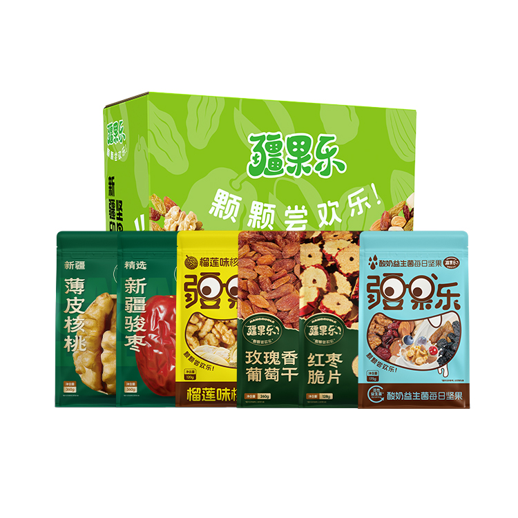 疆果樂新疆印象·堅(jiān)果盛宴禮盒(小號(hào)D款)1403g/件