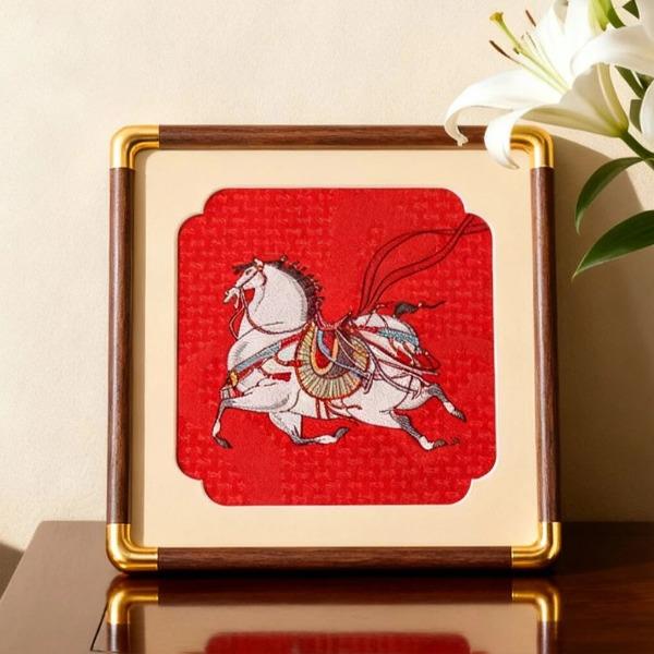 萬事利文創(chuàng)新品真絲織錦畫擺件織錦鏡框畫