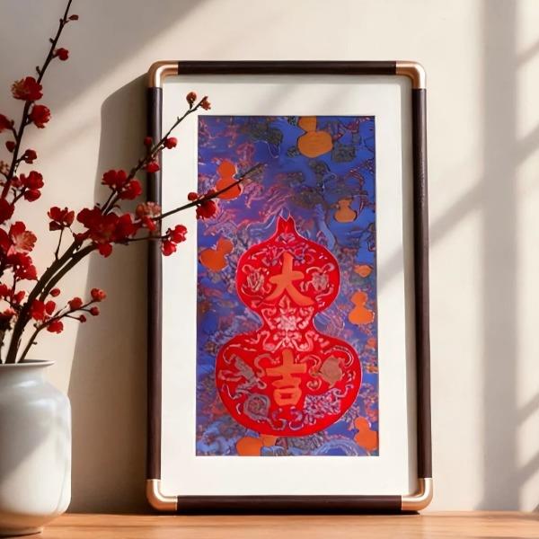 萬(wàn)事利文創(chuàng)新品真絲織錦鏡框畫織錦擺件