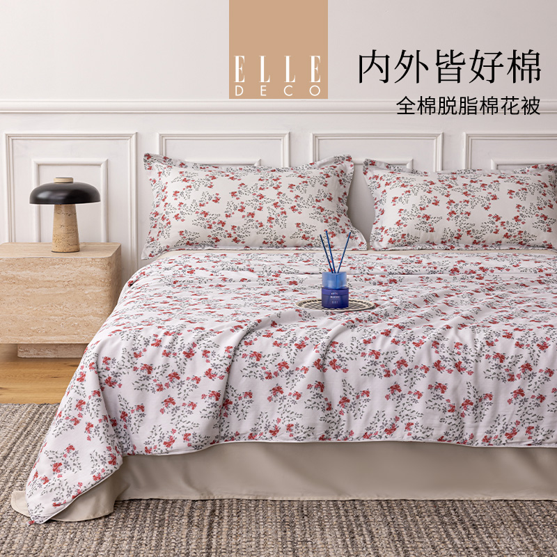 法國(guó)ELLEDECO全棉棉花夏被-朱砂垂露