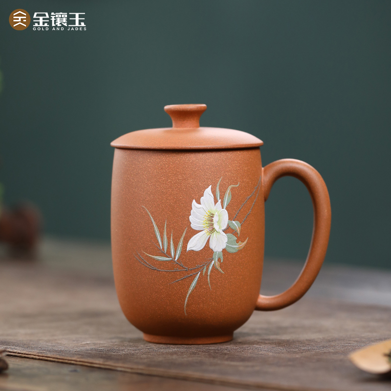 金鑲玉手工泥繪晴鳶紫砂杯