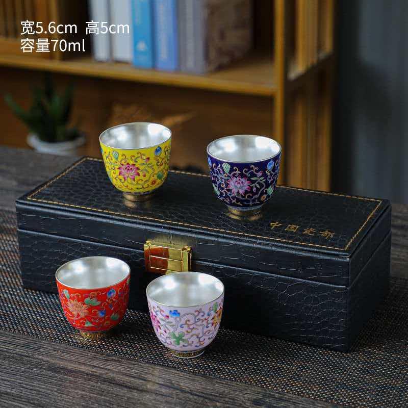 鵬翼三八女神節(jié)琺瑯彩銀盞套裝