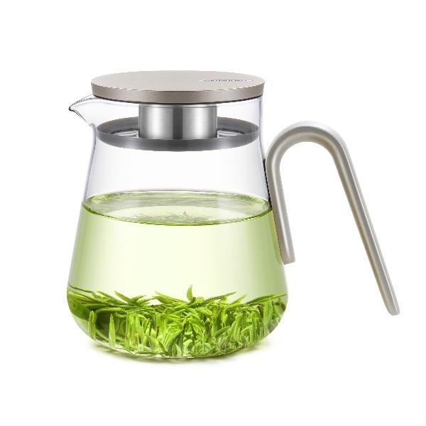 尚明耐高温玻璃泡茶壶铝盖过滤花茶壶果茶壶时尚简约600mL
