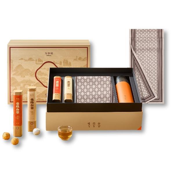 《日升沧海》男士-丝茶礼盒（长巾款）万事利专柜新品