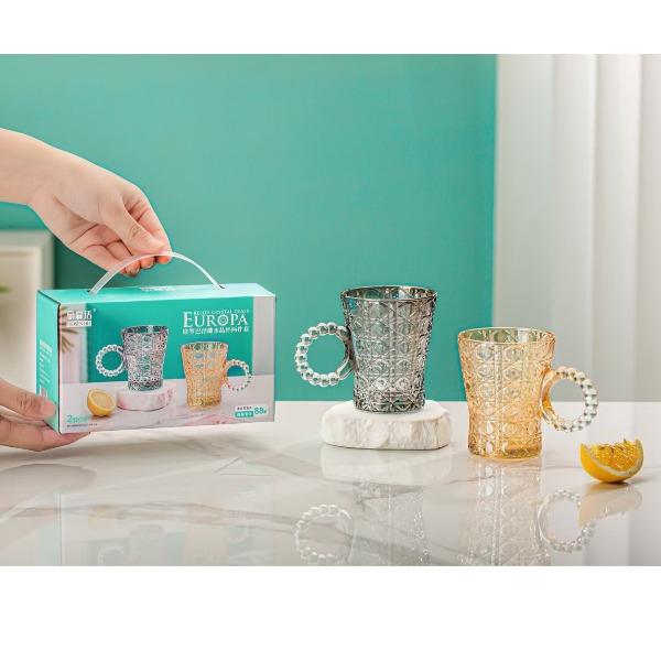 豪森活欧罗巴浮雕水晶杯两件套