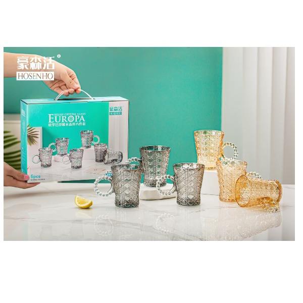 豪森活欧罗巴浮雕水晶杯六件套