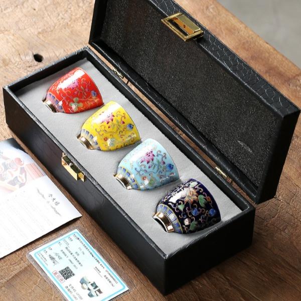 鹏翼母亲节珐琅彩银盏套装