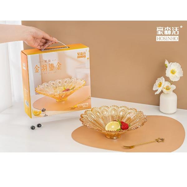 豪森活金羽鎏金果盤