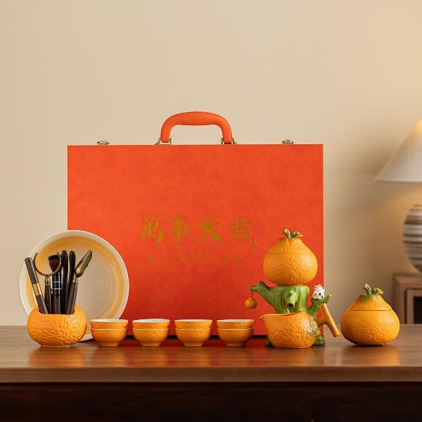 瓷语花香万事大吉自动茶具套装