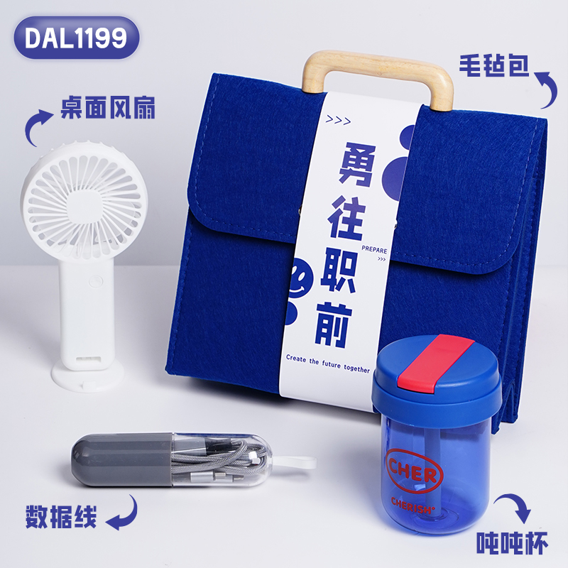 企業(yè)送新員工入職杯子風(fēng)扇數(shù)據(jù)線伴手禮套裝DAL1199