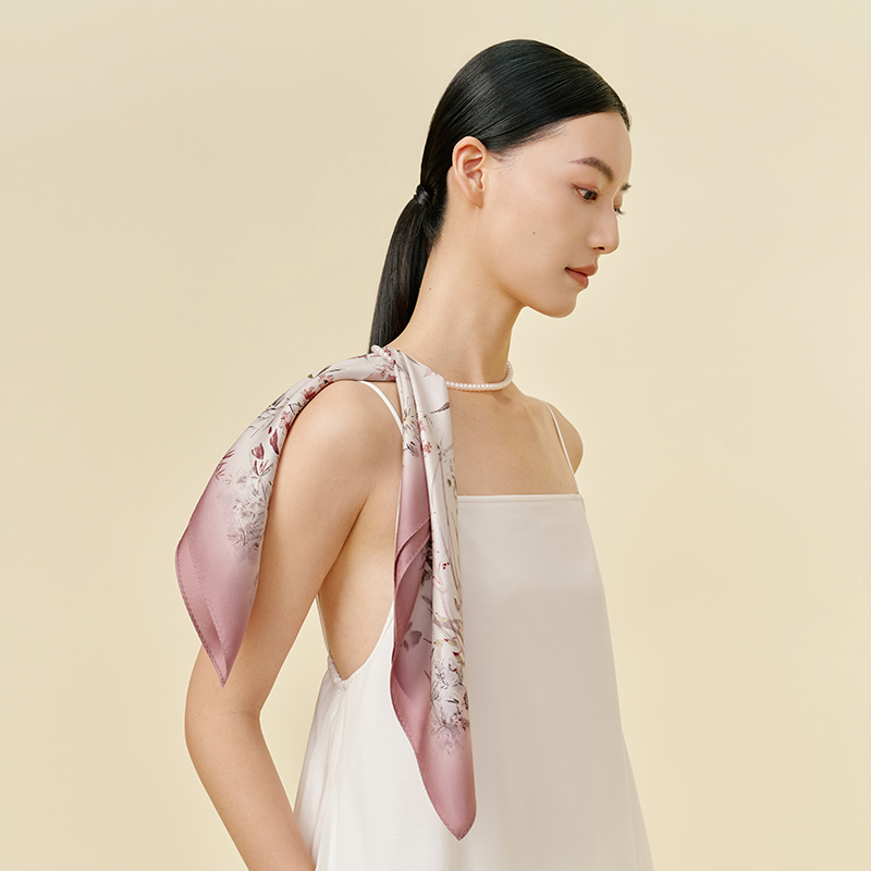 兰竹词-双面印花小方巾万事利2026春夏专柜新品