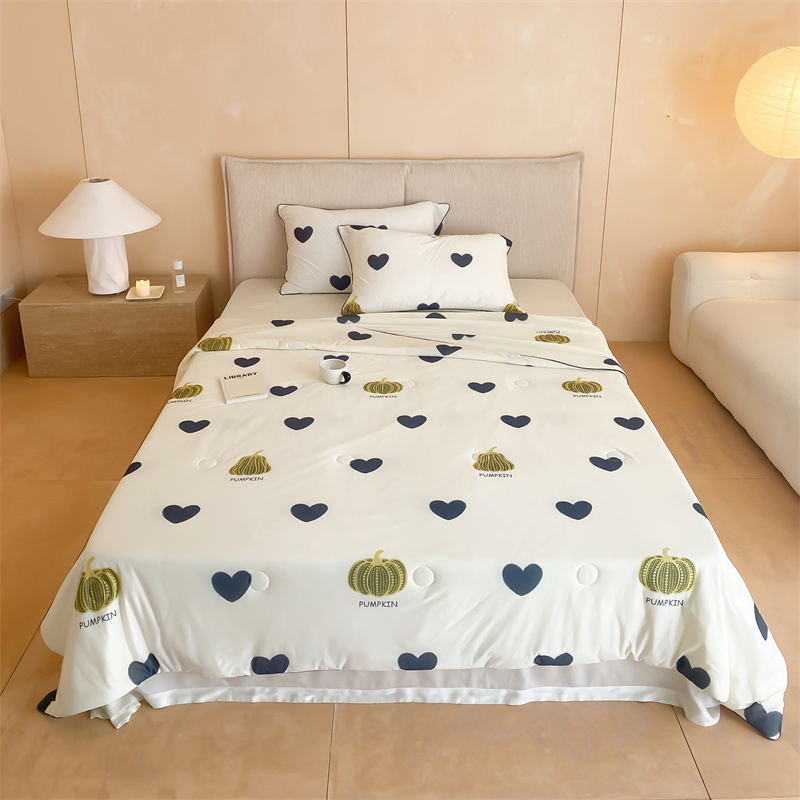 蕊絲坊家紡針織棉涼感氨綸A類印花大豆夏被150*200cm