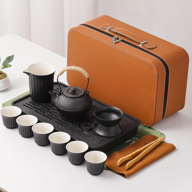 鵬翼黑陶陸寶茶盤旅行茶具套裝