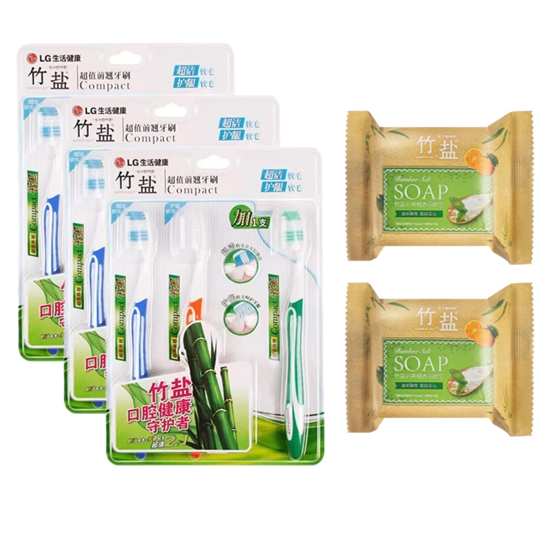 竹盐超值牙刷套装（2+1）*3套+橘香香皂110g2块