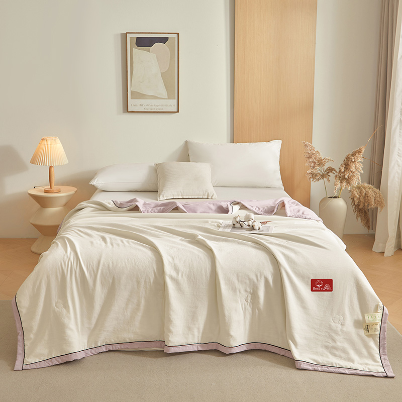 花花公子-家纺-古棉云感皱皱纱宽边嵌条夏凉被