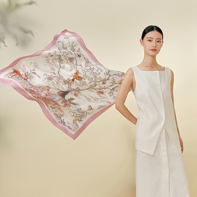 生命之树-双面印花大方巾万事利2026春夏专柜新品