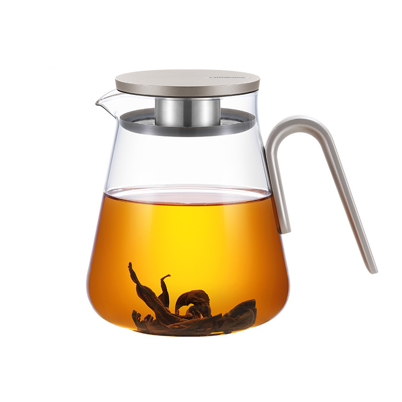 尚明耐高温玻璃泡茶壶铝盖过滤花茶壶果茶壶时尚简约800mL