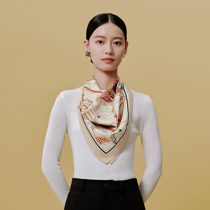 丝海悠韵-双面印花中方巾万事利2026春夏专柜新品