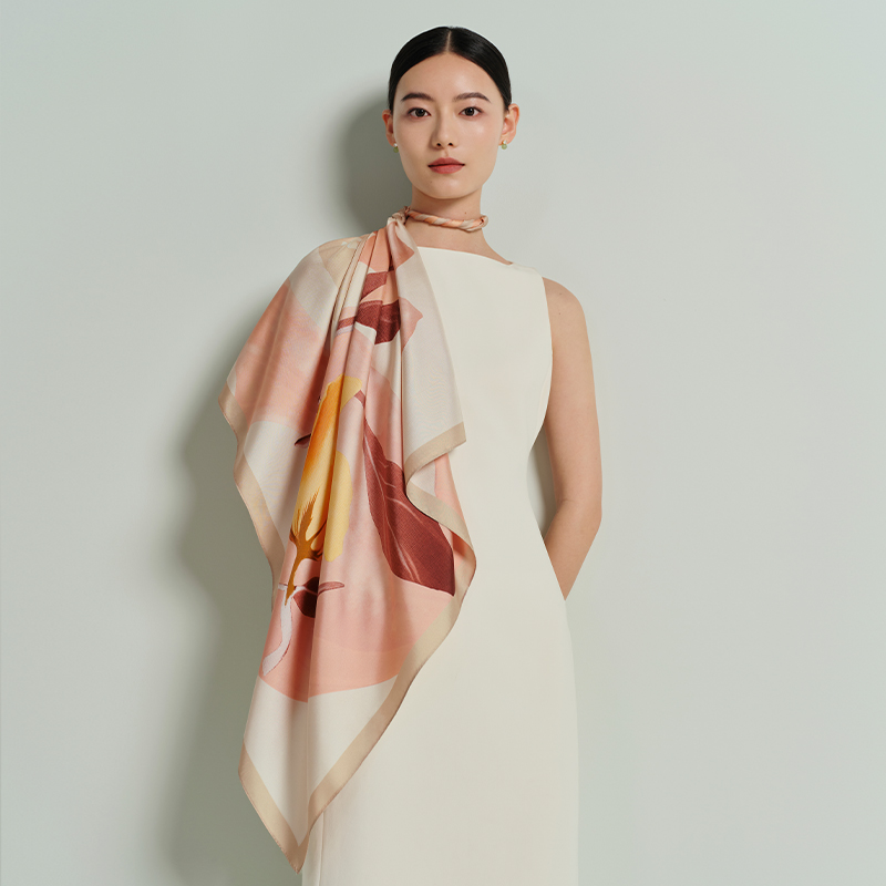 兰香语-双面印花大方巾万事利2026春夏专柜新品