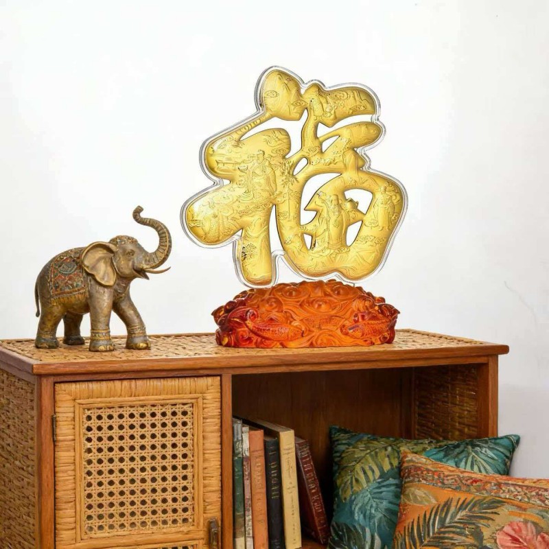 聚運鑫福到家黃金畫擺件大氣禮品