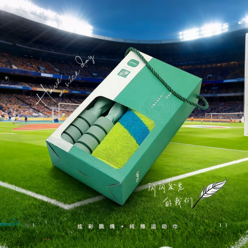 嚴(yán)選提花運(yùn)動(dòng)巾跳繩禮盒A15T1