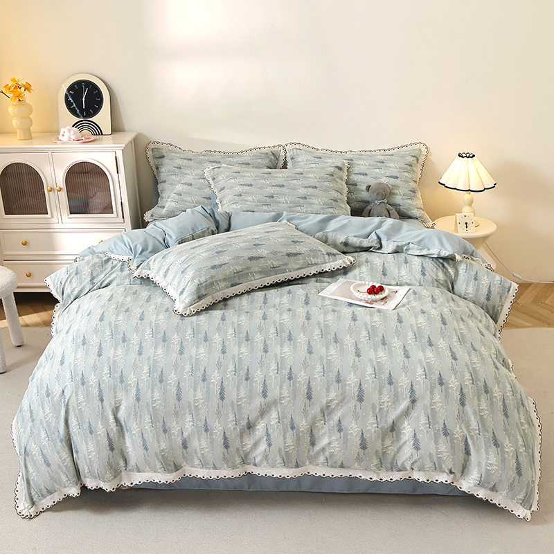 亿瞬间小清新水洗棉花边四件套