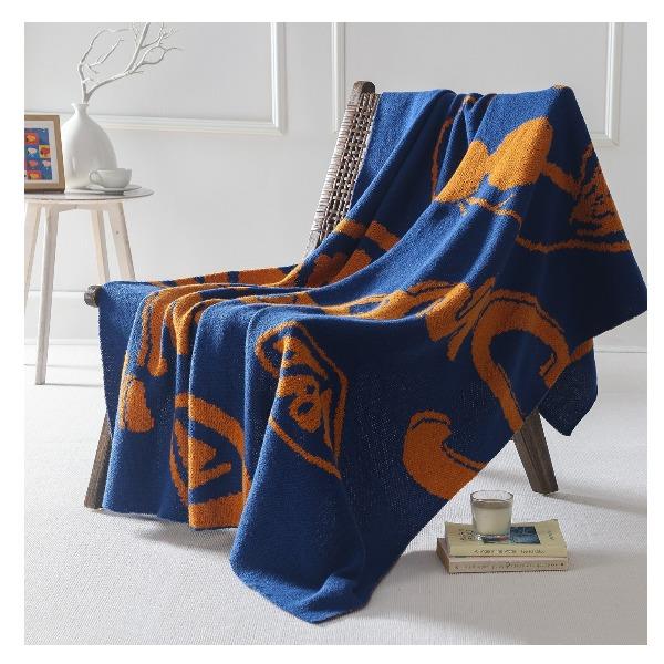 萱遇家纺花样贴身盖毯-橙蓝Q-C7092-1