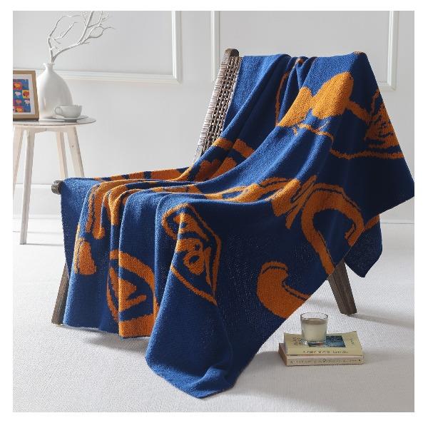 萱遇家纺花样贴身盖毯-橙蓝Q-C7092
