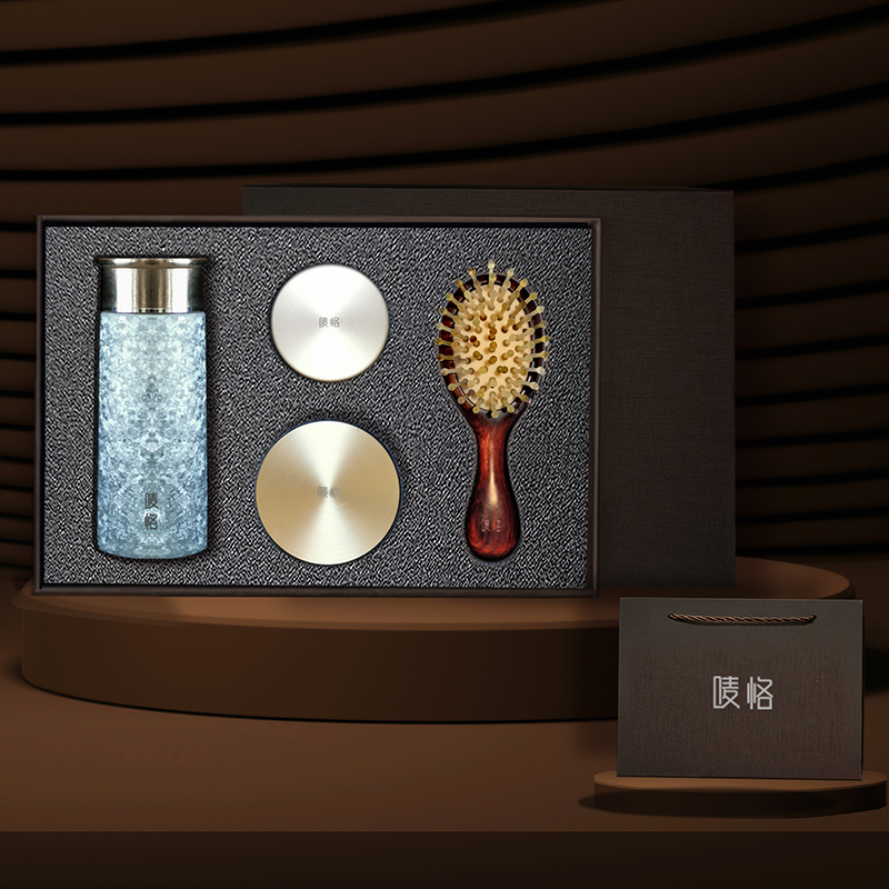 【嘜恪】純鈦保溫杯+香熏爐二件+檀木氣墊梳