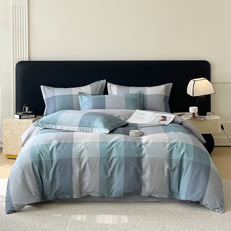 百丽安娜全棉高支密一字绣活性印花四件套-朗霁