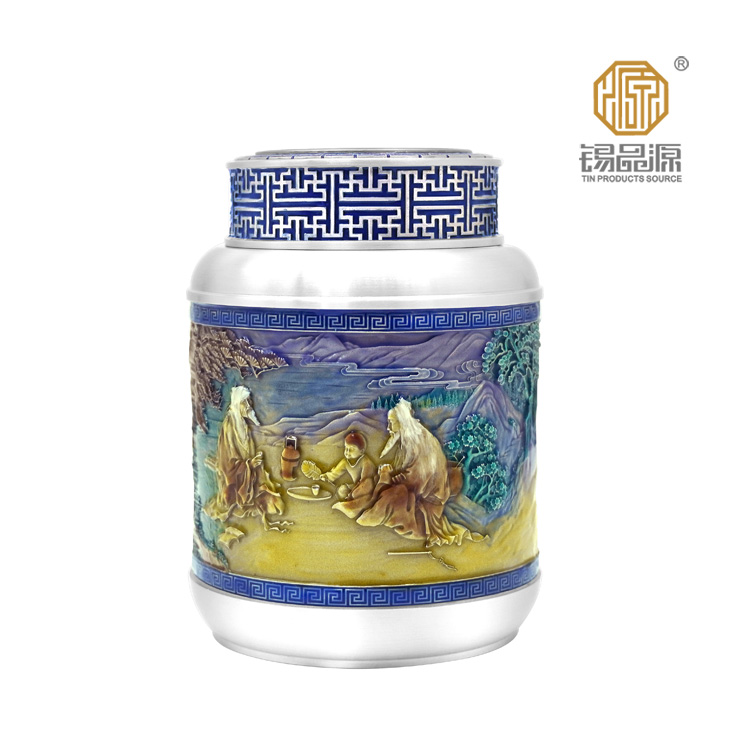錫品源厚德載物錫罐防潮保鮮禮品新中式純錫茶葉罐可定制儲茶罐