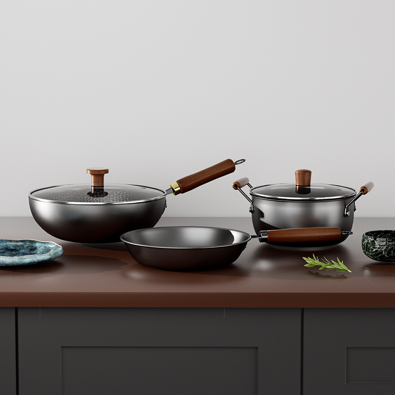 VELOSAN温仑山窒化炒锅三件套VE1204