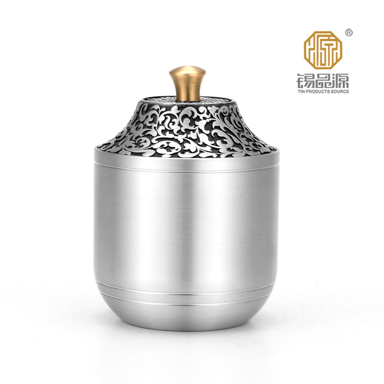 錫品源靜雅迷你便攜錫罐防潮密封禮品手工純錫茶葉罐可定制儲茶罐