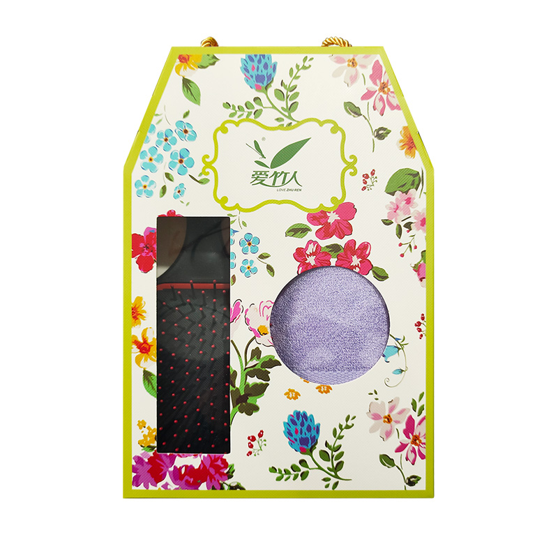 愛(ài)竹人竹纖維迷你毛巾黑色氣墊梳2件套C03