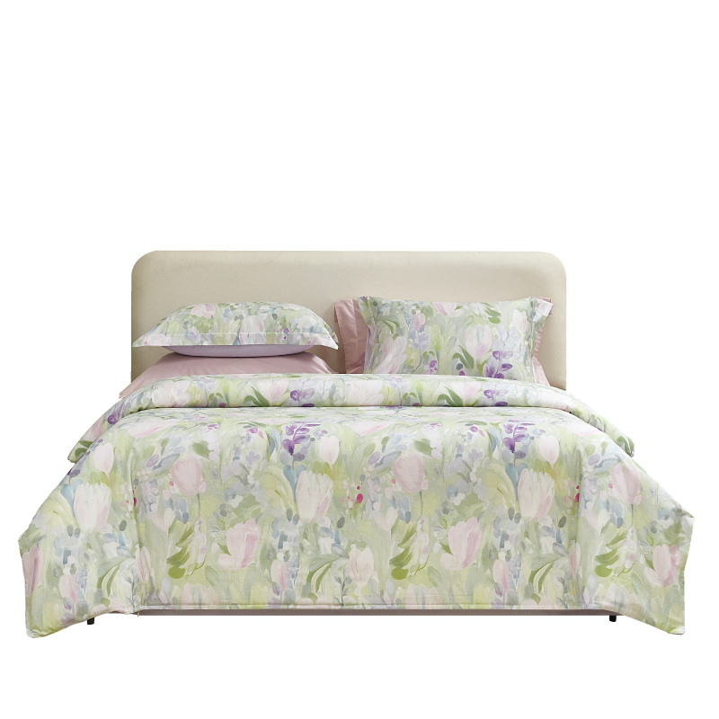 夢潔-100s長絨棉印花四件套：歸棹紫嫣1010189132