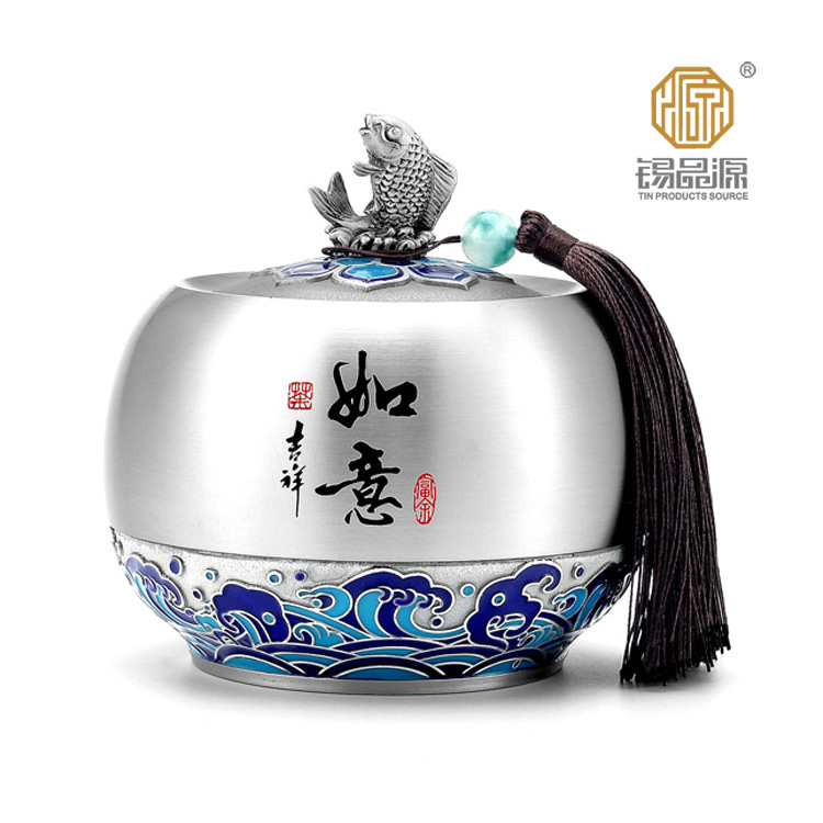 锡品源如意锡罐防潮密封保鲜文创礼品手工纯锡茶叶罐可定制储茶罐