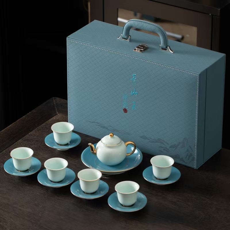 鹏翼端午节青山玉西施壶描金茶具