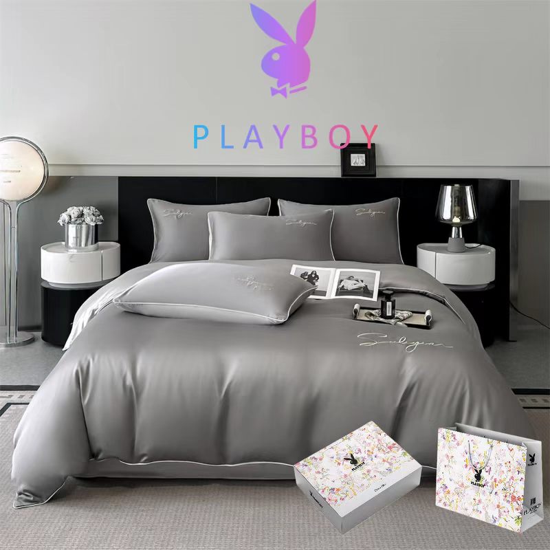 花花公子-凉感冰丝轻奢刺绣四件套