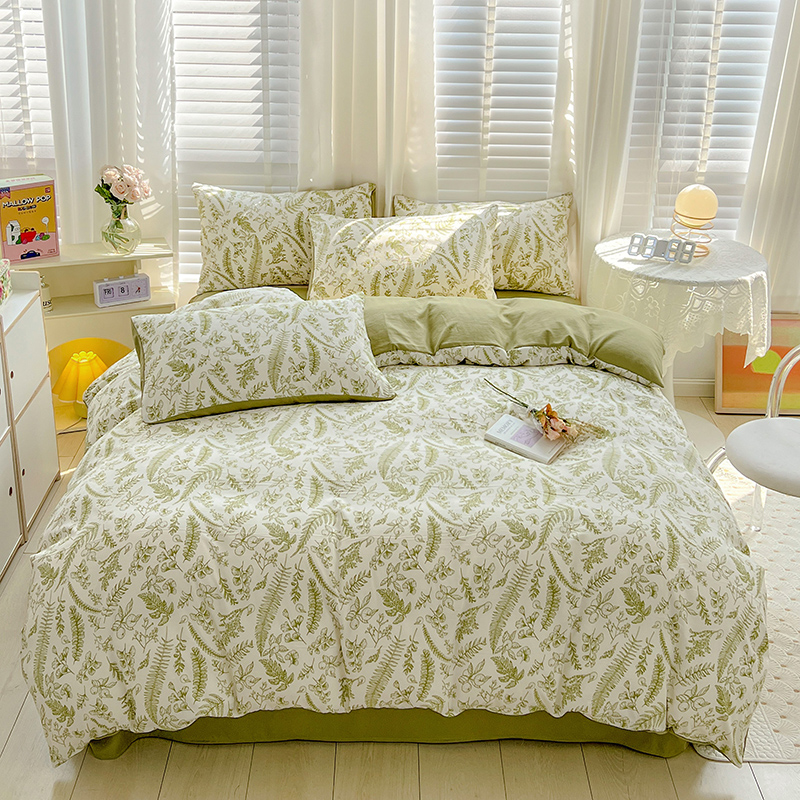 蕊丝坊家纺水洗棉麻床单四件套