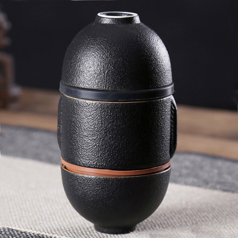 鹏翼粗陶陆宝快客杯旅行茶具