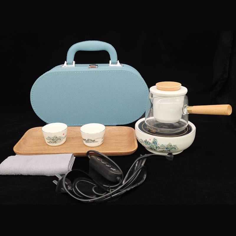 鹏翼端午节描金千里江山电磁炉煮茶器套装围炉煮茶