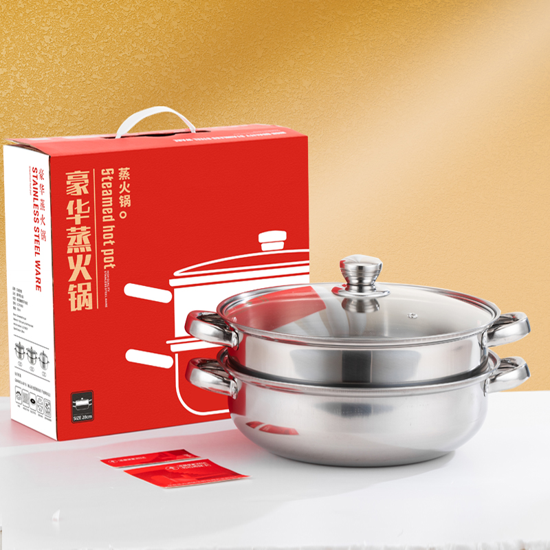 乐厨贺鲤-加厚不锈钢豪华蒸火锅